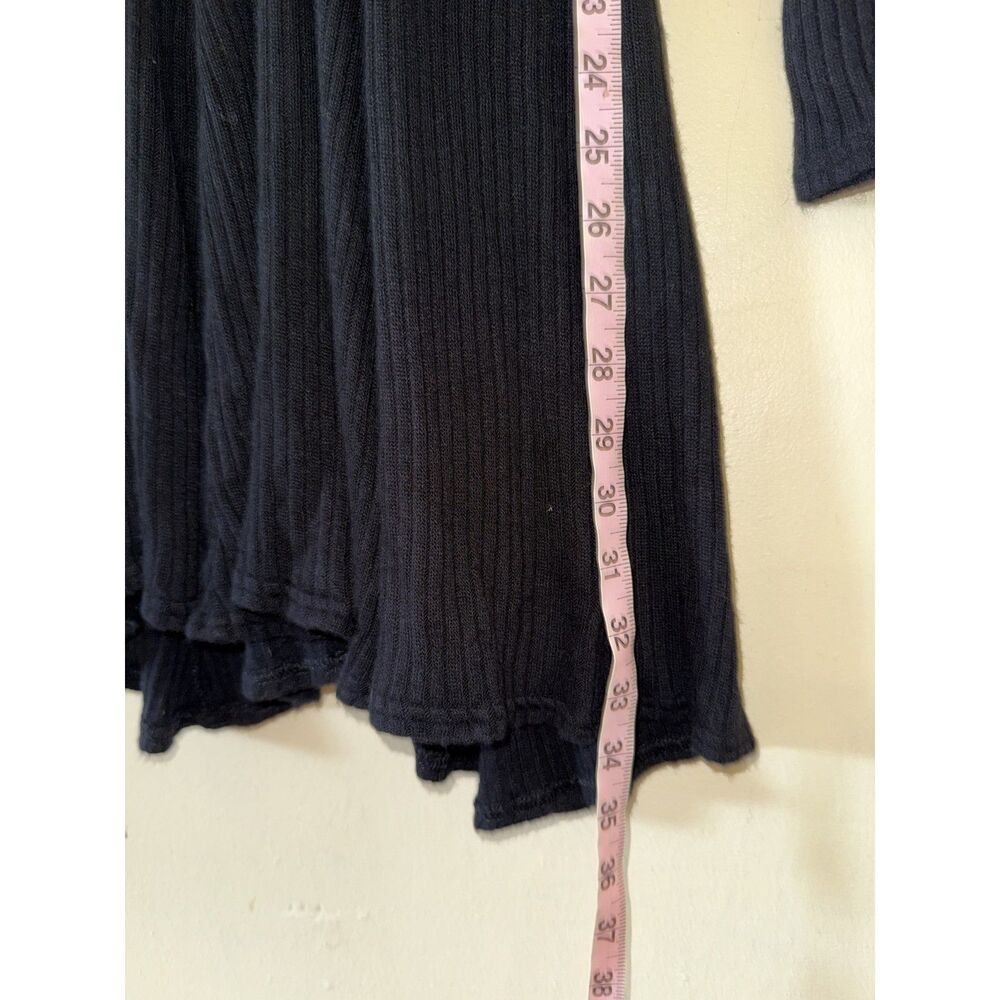 American Eagle Soft & Sexy Black Ribbed Long Sleeve V-Neck Dress - Small - Picture 9 of 9